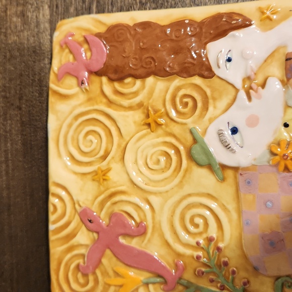 Laurie Eisenhardt tile art couple kissing / birds - Picture 3 of 12